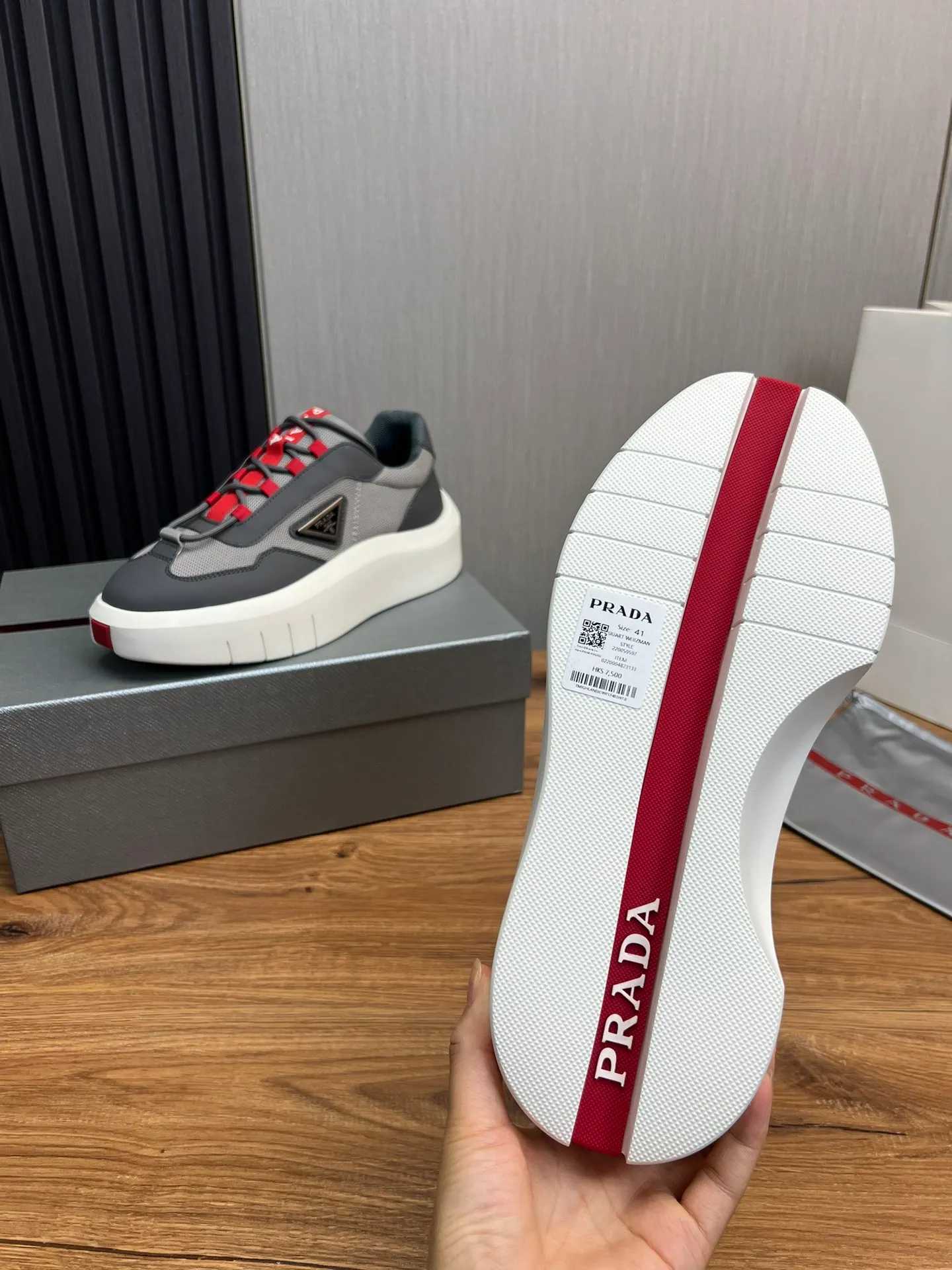 Men's shoes 💰620💰 [PRADA] Men's shoes are popular in the counter, official website is synchronized, high-quality shipments ✔️Original cowhide stitching mesh + cowhide lining, 1🆚1 replica, original original bottom, 38-45 (45 customized, non-refundable)